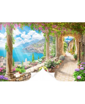 Fototapeta architektura miasto kwiaty korytarz na wymiar studiograf