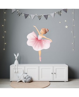 Naklejka na ścianę dla dzieci baletnica balerina różowa naklejka dla dziewczynki