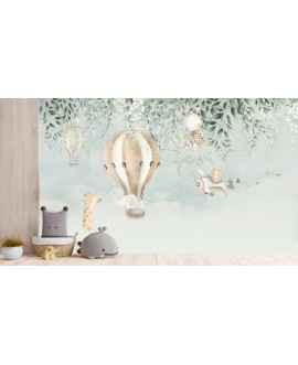 Fototapeta 3D na wymiar  flizelinowa dla dzieci dziecięca samoloty zwierzątka balony  studiograf