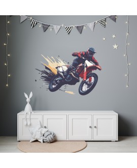 Naklejka na ścianę dla dzieci motocross enduro motocyklista młodzieżowa naklejka dla fana motoryzacji studiograf