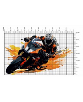 Naklejka na ścianę dla dzieci pomarańczowy motocykl motocyklista młodzieżowa naklejka studiograf
