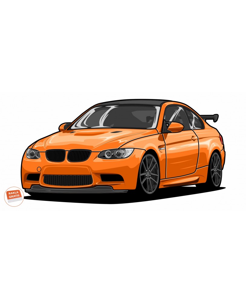 Naklejka na ścianę dla dzieci sportowe auto pomarańczowe w stylu BMW naklejka młodzieżowa studiograf