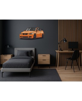 Naklejka na ścianę dla dzieci sportowe auto pomarańczowe w stylu BMW naklejka młodzieżowa studiograf