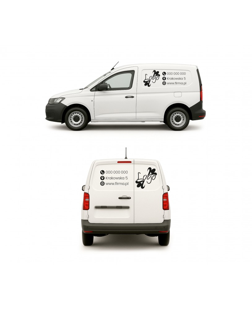 Oklejanie samochodów naklejki reklamowe reklama na samochodzie projekt Projekt oklejenia samochodu dostawczego