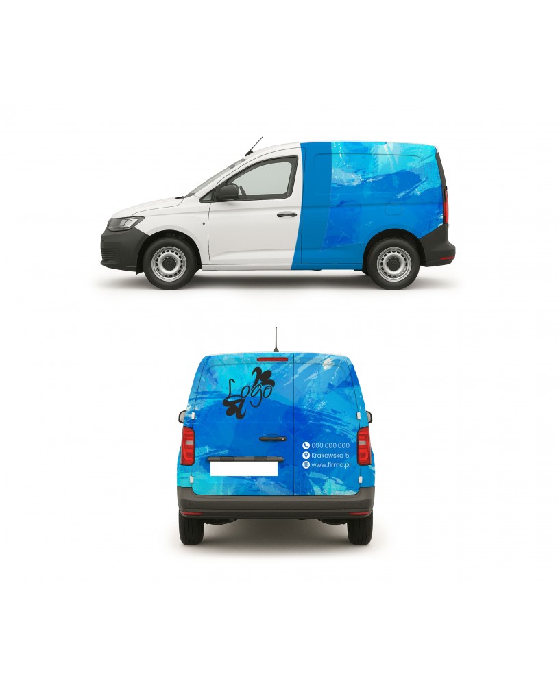 Oklejanie samochodów naklejki reklamowe reklama na samochodzie projekt Projekt oklejenia samochodu dostawczego