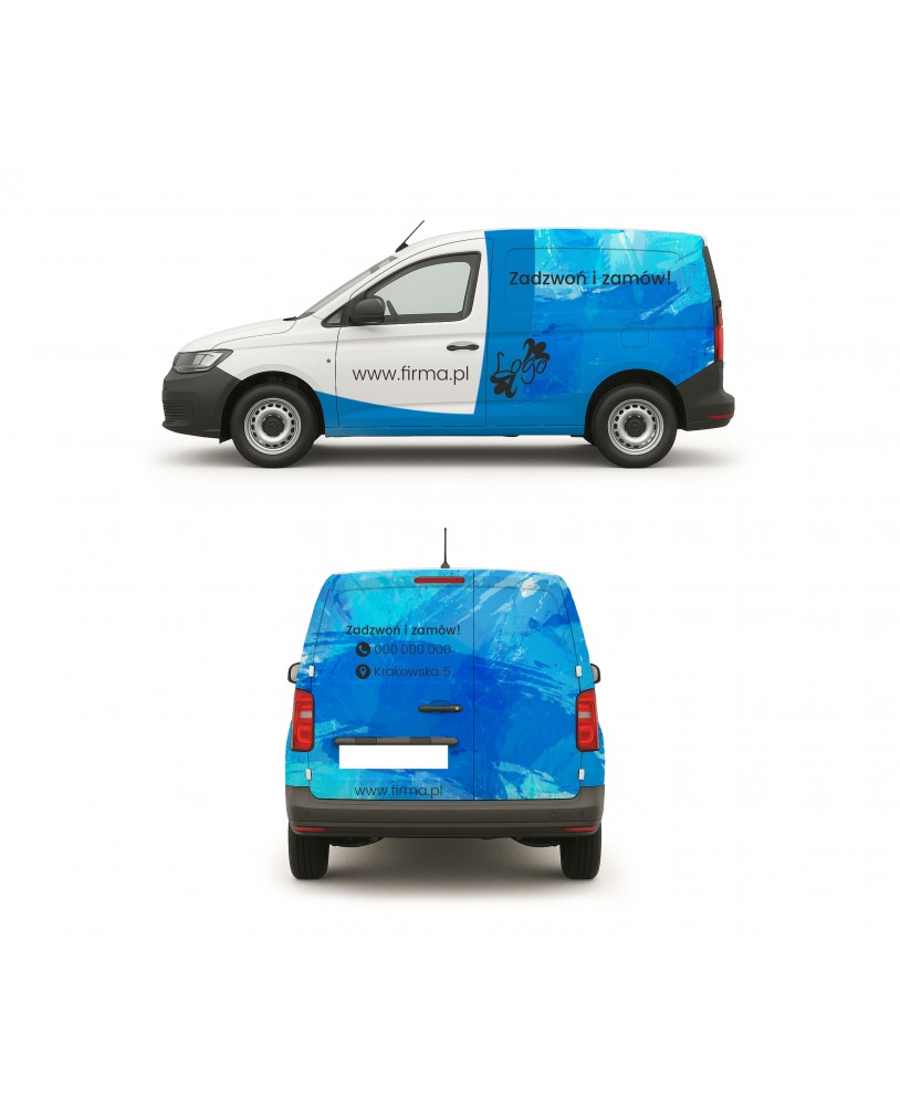 Oklejanie samochodów naklejki reklamowe reklama na samochodzie projekt Projekt oklejenia samochodu dostawczego
