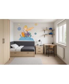 Naklejka na ścianę dla dzieci książę lis i róża Mały książę gwiazdy planety owca studiograf