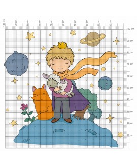 Naklejka na ścianę dla dzieci książę lis i róża Mały książę gwiazdy planety owca studiograf