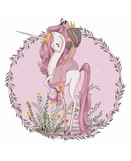 Naklejka na ścianę dla dzieci jednorożec księżniczka kwiaty