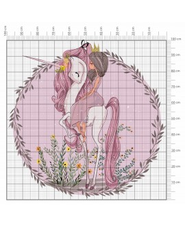 Naklejka na ścianę dla dzieci jednorożec księżniczka kwiaty