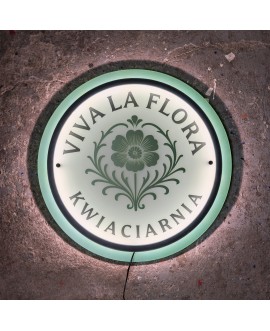 Logo z pleksi 3D szyld tablica podświetlana okrągła litery z pleksi