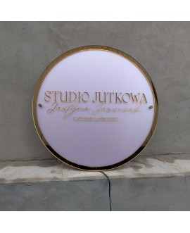 Logo z pleksi 3D szyld tablica okrągła litery z pleksi koło