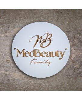 Logo z pleksi 3D szyld tablica okrągła litery z pleksi koło