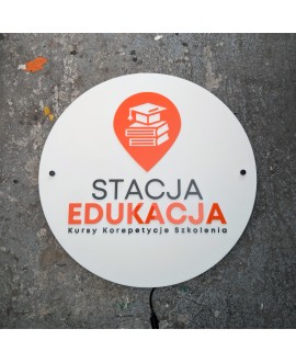 Logo z pleksi 3D szyld tablica okrągła litery z pleksi koło