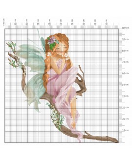 Naklejka na ścianę dla dzieci pastelowe naklejki i studiograf wróżka na gałęzi elf kwiaty studiograf