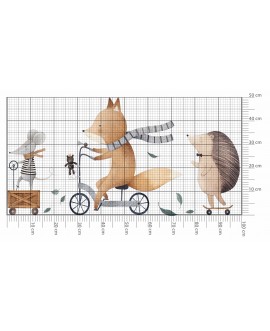 Naklejka na ścianę dla dzieci zwierzątka myszka lis i jeż pastelowe naklejki dla dziewczynki dla chłopca studiograf