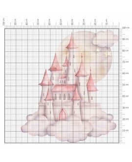 Naklejka na ścianę dla dzieci zamek w chmurach naklejka dla dziewczynki różowe królestwo studiograf