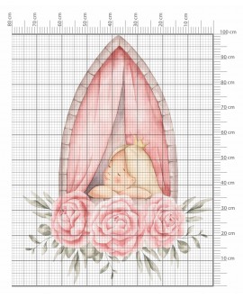 Naklejka na ścianę dla dzieci księżniczka piwonie dziewczyna w oknie ilustracja studiograf