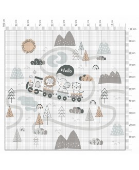 Naklejka na ścianę dla dzieci wesoły pociąg ze zwierzętami zebra lew i słoń studiograf