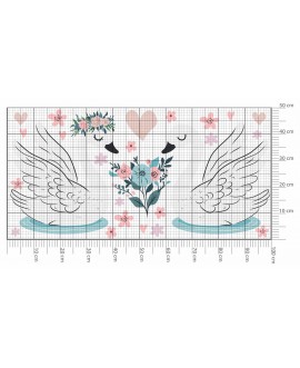 Naklejka na ścianę dla dzieci zakochane łabędzie kwiaty serduszka studiograf