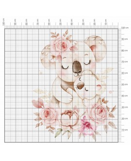 Naklejka na ścianę dla dzieci miś koala kwiaty pastelowa naklejka dla dziewczynek różyczki piwonie studiograf