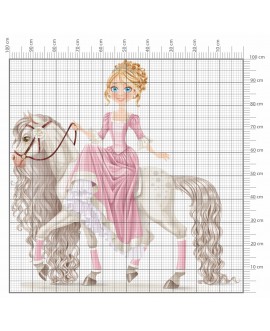 Naklejka na ścianę dla dzieci księżniczka w różowej sukience na białym koniu studiograf