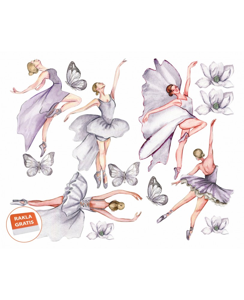 Naklejka na ścianę dla dzieci baletnice kwiaty motyle studiograf