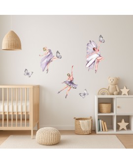 Naklejka na ścianę dla dzieci baletnice kwiaty motyle studiograf
