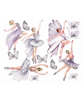 Naklejka na ścianę dla dzieci baletnice kwiaty motyle studiograf