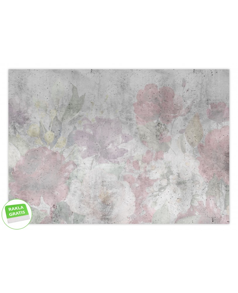 Fototapeta na wymiar pastelowe kwiaty na betonowym tle