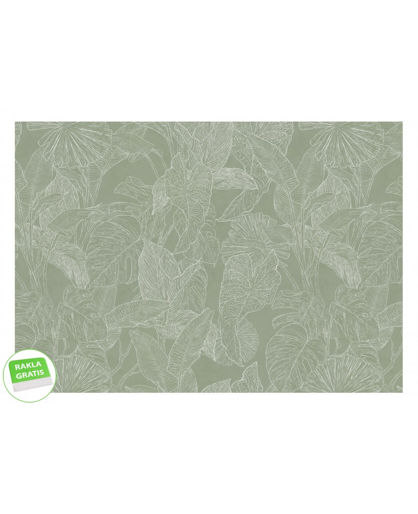 Fototapeta na wymiar z botanicznym wzorem liści w odcieniu szałwiowej zieleni, delikatna roślinna dekoracja ścienna.