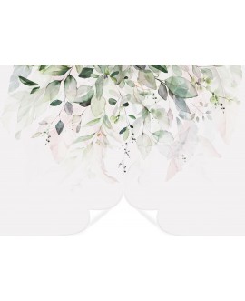 Fototapeta na wymiar z delikatnymi, akwarelowymi liśćmi w pastelowych odcieniach zieleni i beżu na jasnym tle.