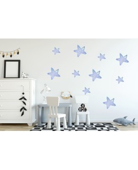 Naklejka na ścianę dla dzieci kolorowe gwiazdki płatki śniegu studiograf