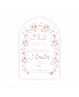 Tablica powitalna na Baby Shower z różowymi kwiatami i personalizacją imienia dziecka Wieliczka