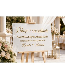Tablica powitalna na wesele z pleksi lub PCV z lustrzanym napisem 3D