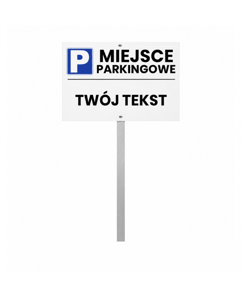 Tabliczka parkingowa z dibondu 3 mm na słupku aluminiowym 20x20x2 mm z nadrukiem UV