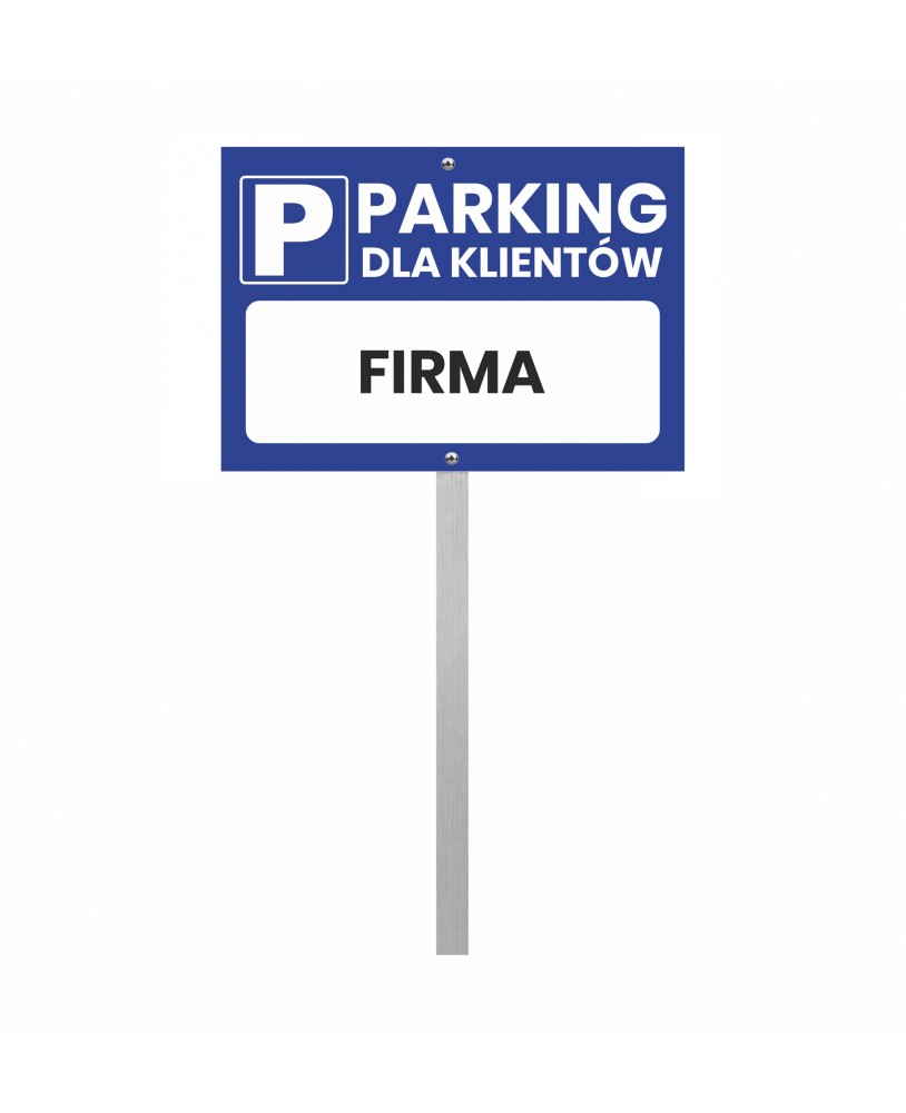 Parking dla klientów tabliczka z dibondu na słupku