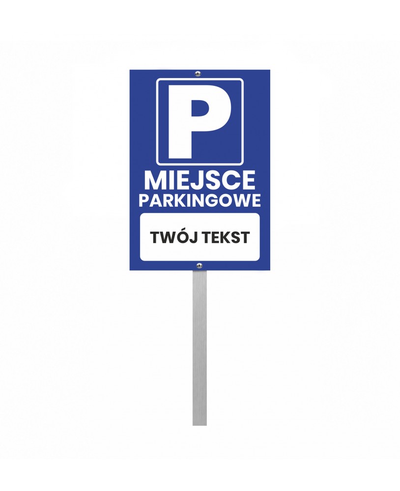 Znak parkingowy z dużym symbolem P i miejscem na własny tekst