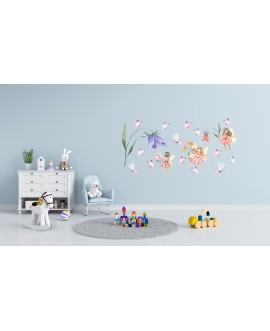 Naklejka na ścianę dla dzieci kolorowe wróżki motyle kwiaty studiograf