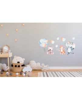 Naklejka na ścianę dla dzieci zwierzątka balony lis słoń niedźwiedź studiograf