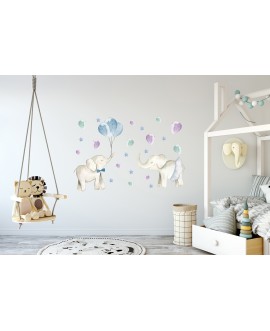Naklejka na ścianę dla dzieci słonie kolorowe balony studiograf