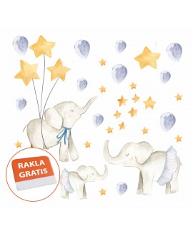 Naklejka na ścianę dla dzieci słonie balony gwiazdki studiograf