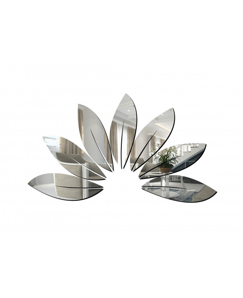 Lustro akrylowe nietłukące srebrne  liście kwiat kształt studiograf