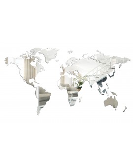 Lustro akrylowe nietłukące srebrne mapa świata kształt studiograf