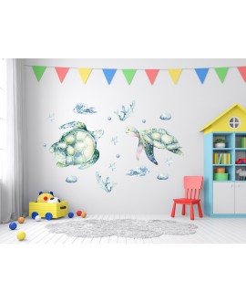 Naklejka na ścianę dla dzieci żółwie ocean pastelowe naklejki studiograf