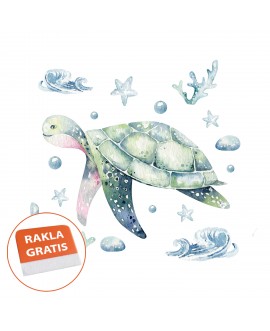 Naklejka na ścianę dla dzieci żółw morze