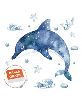 Naklejka na ścianę dla dzieci delfiny morze