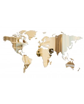 Lustro akrylowe, nietłukące złote mapa świata kształt studiograf