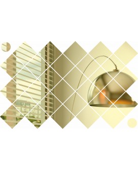 Lustro akrylowe, nietłukące złote romby kwadraty kształt studiograf