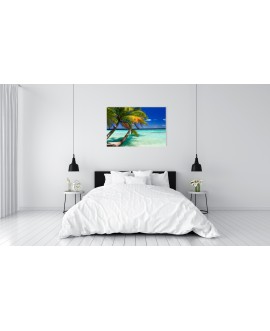 Obraz na płótnie canvas poziomy palmy morze błękitne niebo plaża studiograf